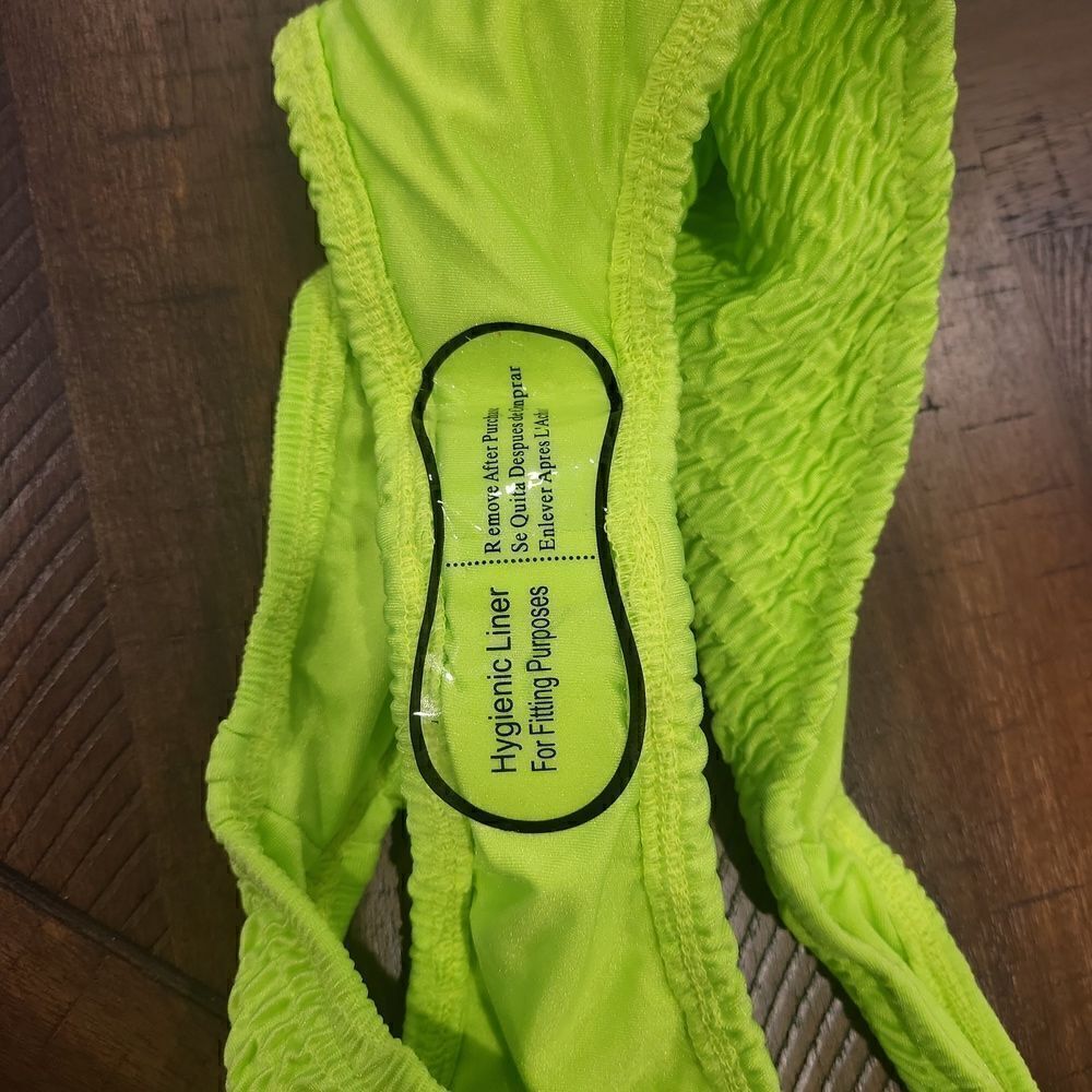 NWT! Lime Green Rouched High Cut Bikini Bottom Small - Picture 3 of 4